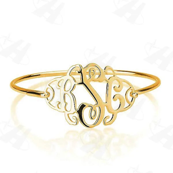 Senfai Monogram Bracelets Name Bangles Gift for Bridesmaid