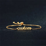 Senfai Name Bracelet Adjustable Stainless Steel Box Chain Bangle