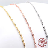 S925 Silver Small Wave Necklace 40-45cm Chain