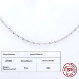 S925 Silver Small Wave Necklace 40-45cm Chain