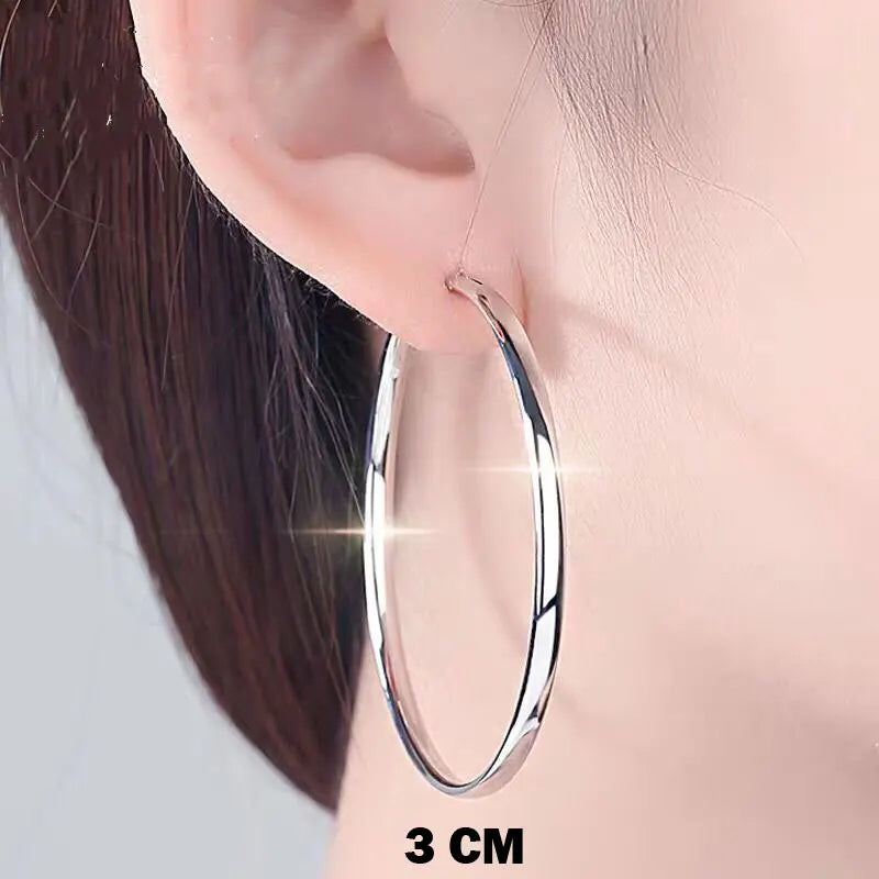 Senlissi 18K Plated Hoop Earrings - Sterling Silver 3.0mm