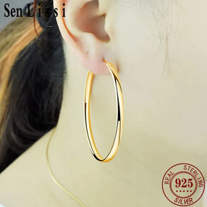 Senlissi 18K Plated Hoop Earrings - Sterling Silver 3.0mm