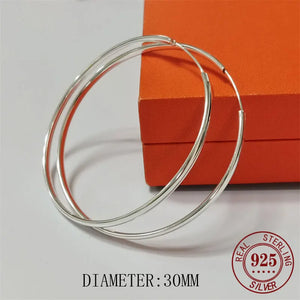 Senlissi - Rose 585 Plated 925 Sterling Silver Women's Hoop Earrings 3.0mm