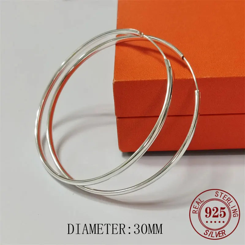 Senlissi - Rose 585 Plated 925 Sterling Silver Women's Hoop Earrings 3.0mm