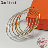Senlissi - Rose 585 Plated 925 Sterling Silver Women's Hoop Earrings 3.0mm