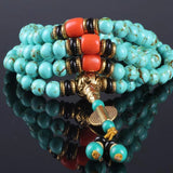 Sennier 8mm 108 Green Stone Bracelet Tibetan Buddhist Prayer Rosary Bangles