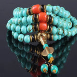 Sennier 8mm 108 Green Stone Bracelet Tibetan Buddhist Prayer Rosary Bangles