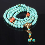 Sennier 8mm 108 Green Stone Bracelet Tibetan Buddhist Prayer Rosary Bangles