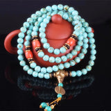 Sennier 8mm 108 Green Stone Bracelet Tibetan Buddhist Prayer Rosary Bangles