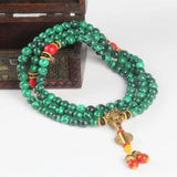 8mm Malachite Stone Beads Bracelet Tibetan Buddha Prayer