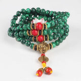 8mm Malachite Stone Beads Bracelet Tibetan Buddha Prayer