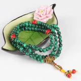 8mm Malachite Stone Beads Bracelet Tibetan Buddha Prayer