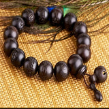 Hand Carved Peach Wood Beads Bracelet Buddha Bracelets Men Women