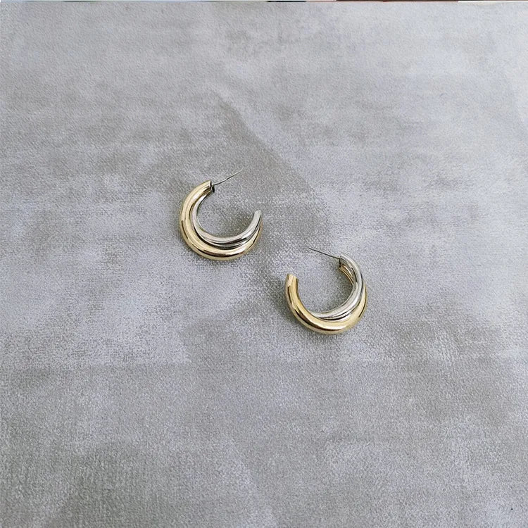 French Metal Circle Earrings Women's Ear Rings Exaggerated Earrings