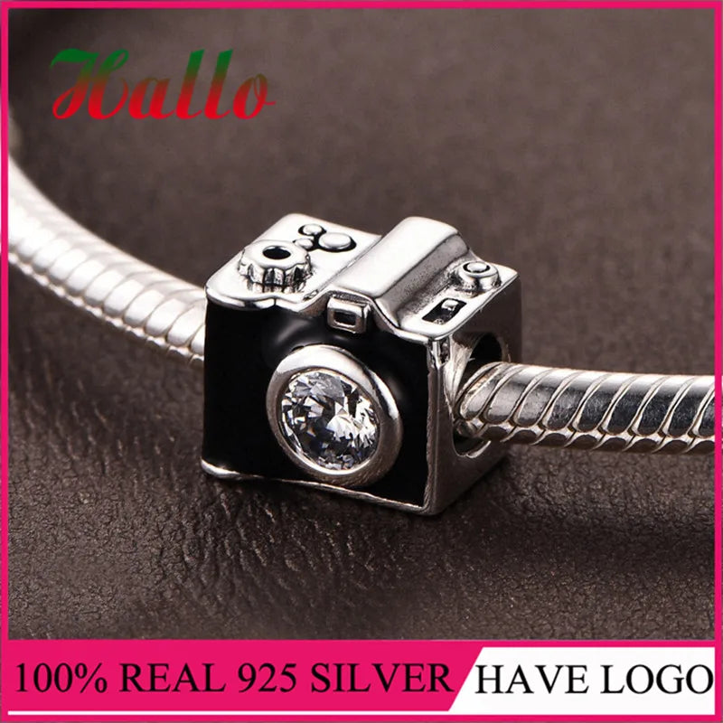 Sentimental Snapshots Enamel Charm Fits Bracelets Paved Cubic Zirconia
