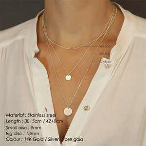 Stainless Steel Layered Necklace Set for Women, Pendant Choker Chain Jewelry
