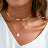 Stainless Steel Layered Necklace Set for Women, Pendant Choker Chain Jewelry