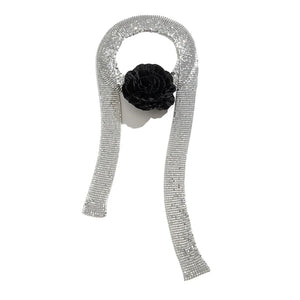 Sequin Choker Necklace Flower Choker Sequin Skinny Scarf