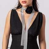 Sequin Choker Necklace Flower Choker Sequin Skinny Scarf
