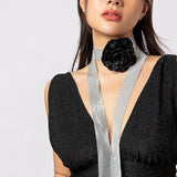 Sequin Choker Necklace Flower Choker Sequin Skinny Scarf
