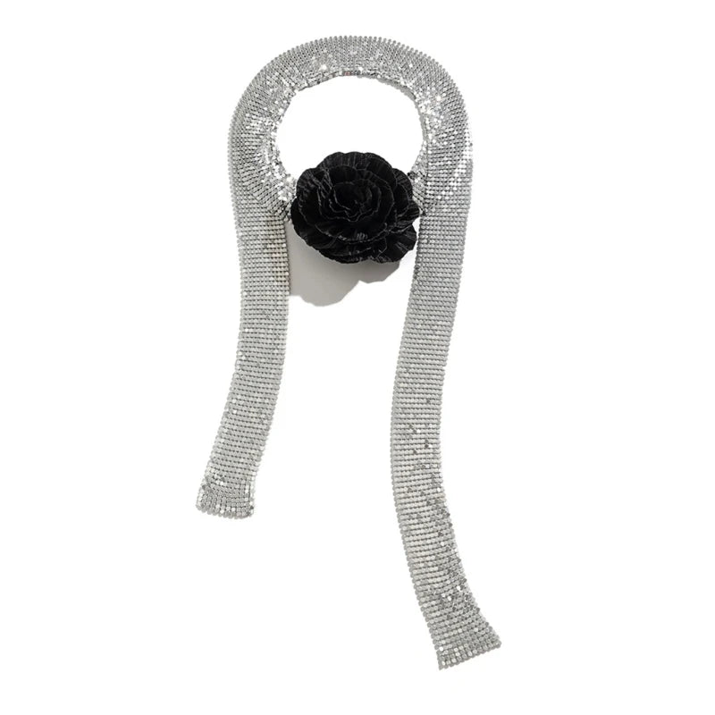 Sequin Choker Necklace Flower Choker Sequin Collar Necklace