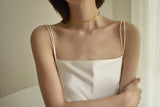 Sequined Leaf 925 Silver Choker Necklace Women Summer Jewelry