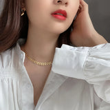 Sequined Leaf 925 Silver Choker Necklace Women Summer Jewelry