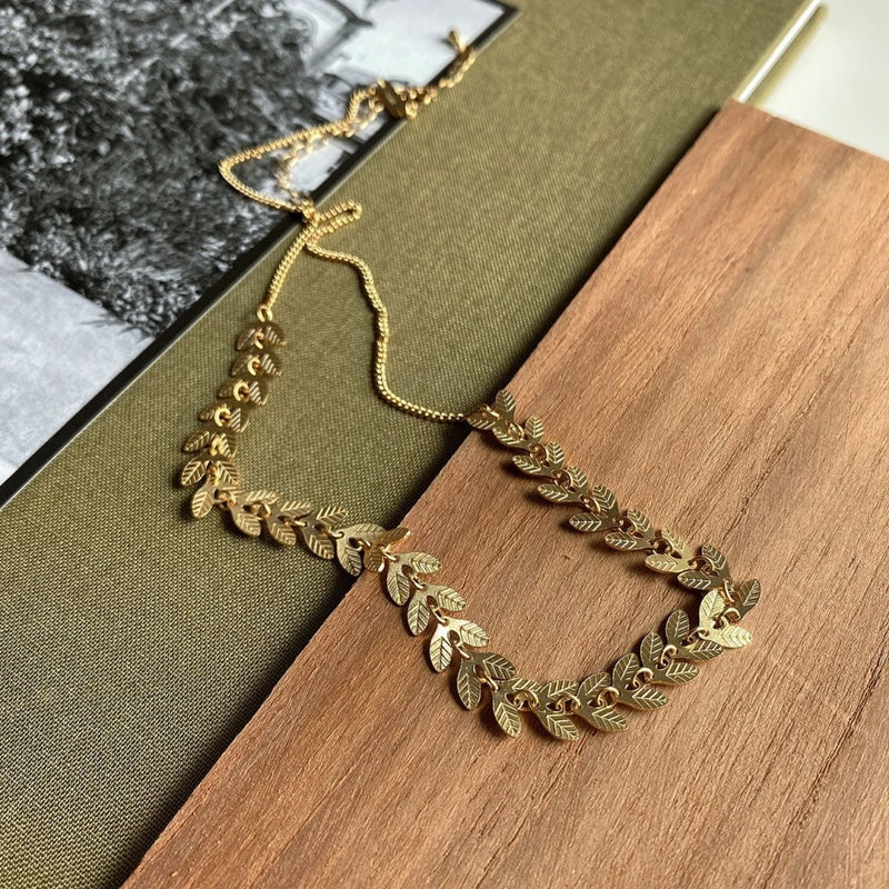 Sequined Leaf 925 Silver Choker Necklace Women Summer Jewelry