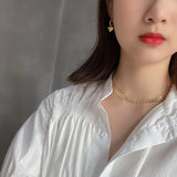 Sequined Leaf 925 Silver Choker Necklace Women Summer Jewelry