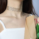 Sequins Mesh Choker Necklace Women Jewelry Sexy Clavicle Chain Statement
