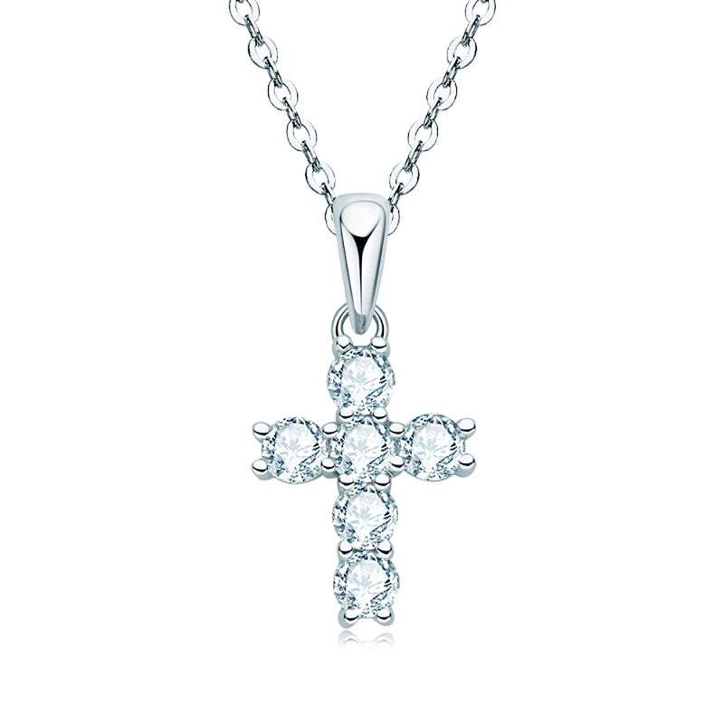 Serenity 0.6Ct Moissanite Cross Necklace S925 Sterling Silver