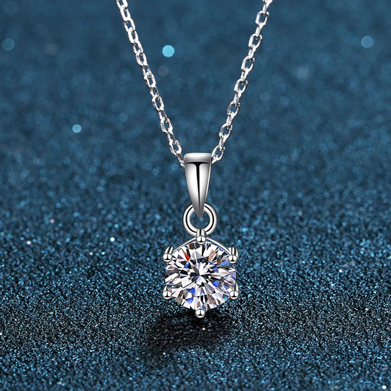 Serenity 1Ct D VVS1 Moissanite Necklace S925 Sterling Silver Plate Chain