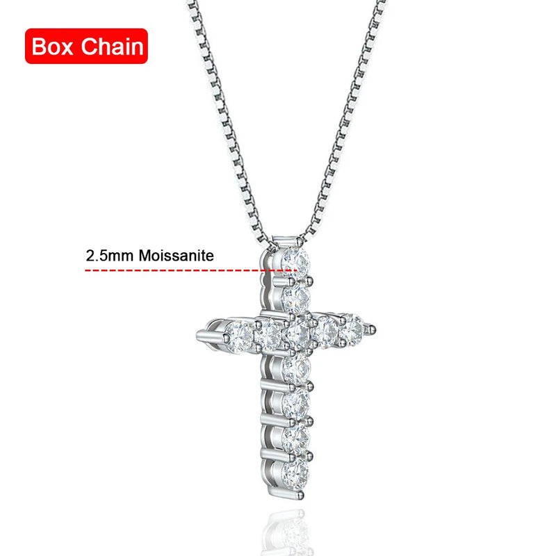Serenity 3.0mm 4mm Moissanite Cross Necklace 925 Sterling Silver for Women