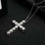 Serenity 3.0mm 4mm Moissanite Cross Necklace 925 Sterling Silver for Women