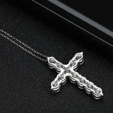 Serenity 3.0mm 4mm Moissanite Cross Necklace 925 Sterling Silver for Women