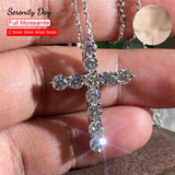 Serenity 3.0mm 4mm Moissanite Cross Necklace 925 Sterling Silver for Women