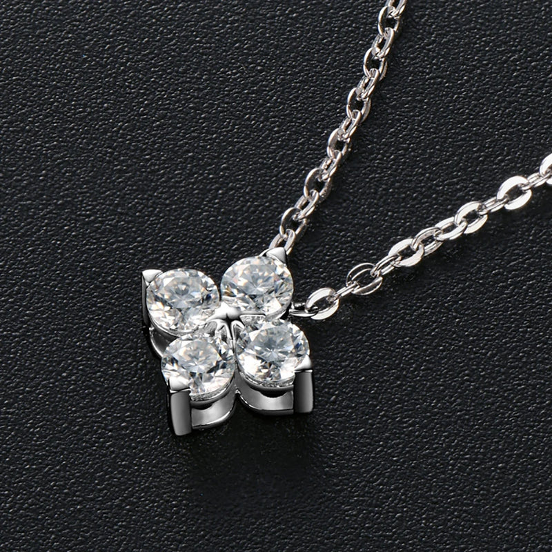 3mm*4p Moissanite Necklace D VVS1 Diamond Pendant S925 Silver Plate 18K Jewelry