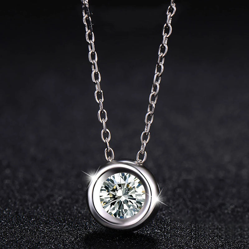 Serenity D 1Ct Moissanite Necklace S925 Sterling Silver Platinum Plate