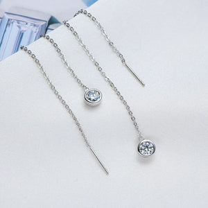 Serenity D Moissanite Ear Wire Earrings S925 Silver Plate Pt950 Tassel Stud