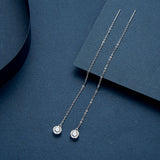 Serenity D Moissanite Ear Wire Earrings S925 Silver Plate Pt950 Tassel Stud