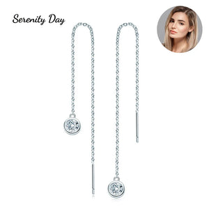 Serenity D Moissanite Ear Wire Earrings S925 Silver Plate Pt950 Tassel Stud