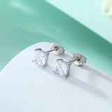 5mm Square Moissanite Stud Earrings 18K Silver Plate Jewelry