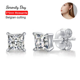 5mm Square Moissanite Stud Earrings 18K Silver Plate Jewelry
