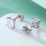 5mm Square Moissanite Stud Earrings 18K Silver Plate Jewelry