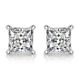 5mm Square Moissanite Stud Earrings 18K Silver Plate Jewelry