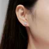 5mm Square Moissanite Stud Earrings 18K Silver Plate Jewelry