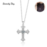 Serenity S925 Sterling Silver Necklace Cross Moissanite Pendant