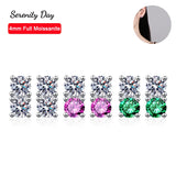 Colorful Real Moissanite Stud Earring 100% S925 Silver Ear Fine Jewelry Gift