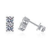 Colorful Real Moissanite Stud Earring 100% S925 Silver Ear Fine Jewelry Gift