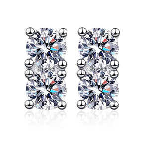 Colorful Real Moissanite Stud Earring 100% S925 Silver Ear Fine Jewelry Gift